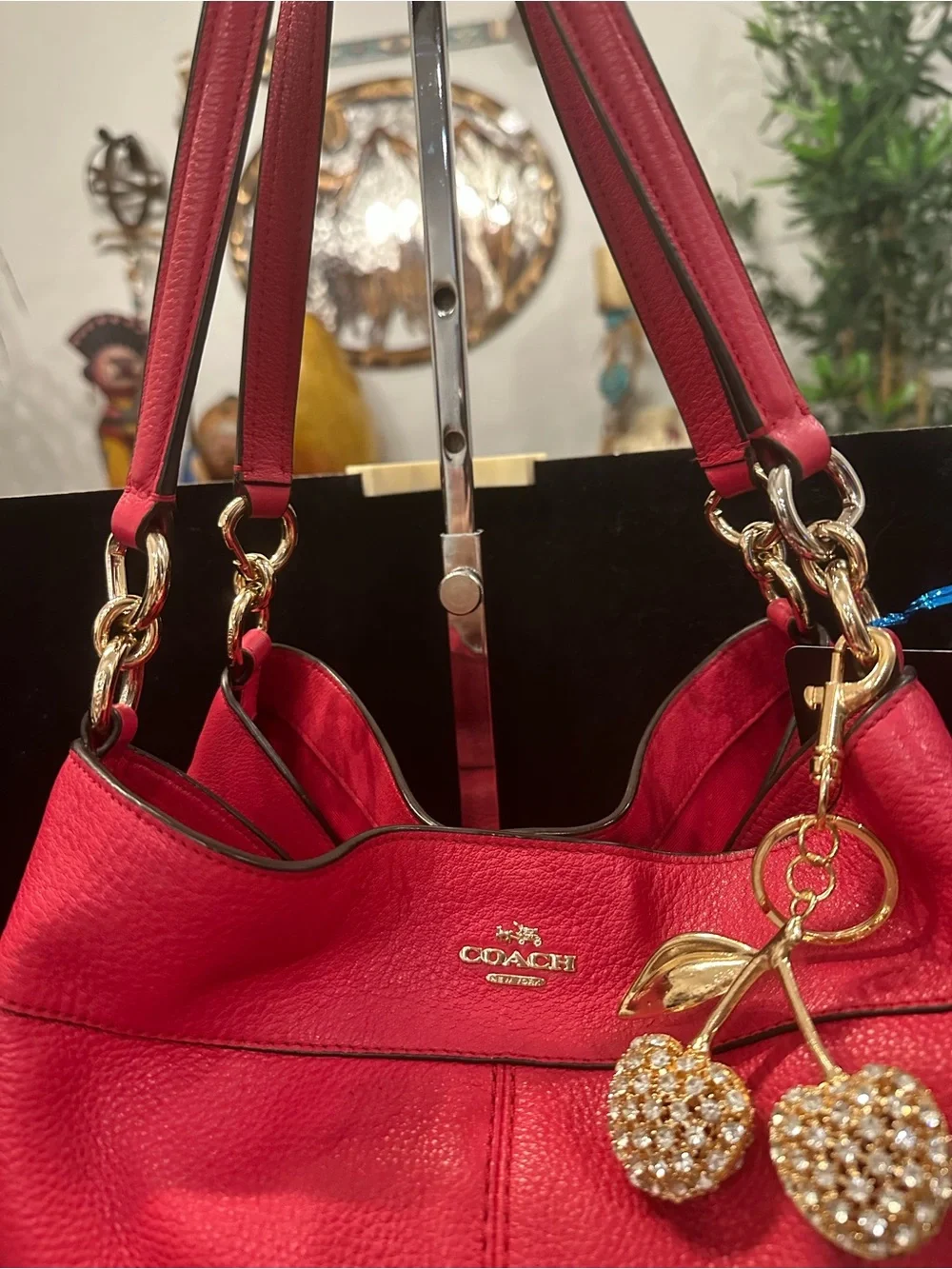 Coach #265 Lexy Red/RaspberryPebbled Leather Shoulder Bag